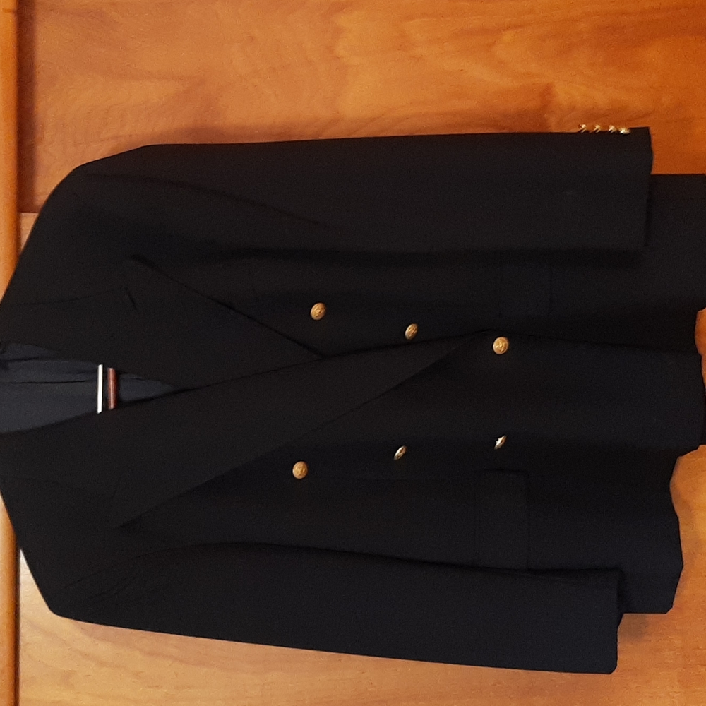 COPY - Polo double breastfed blazer. Size 42R. Blue with gold buttons.